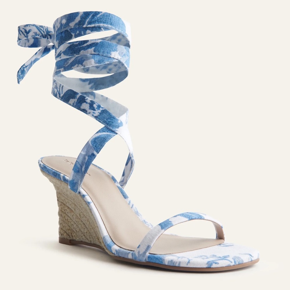 Reformation Alessa Lace Up Wedge Espadrilles Olympia Print Size US 10